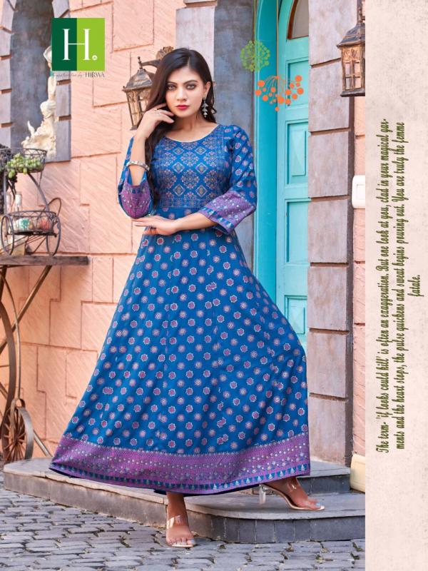 Hirwa Samantha 3 Long Rayon Designer Anarkali Kurti Collection 